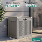 YITAHOME 32 Gallon Deck Box, Resin Storage with Lockable Lid & Side Handles, Indoor Outdoor Small Container for Patio Cushion, Garden Pool Accessories, Backyard Furniture, Water Resistant