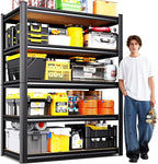 Heavy Duty Garage Storage Shelves 5-Tier Adjustable Metal Rack, 71" x 35" x 16" Utility Steel Shelving Unit, 2050LBS Capacity Organizer for Basement, Shop, Garage, Pantry, Laundry Room, Black