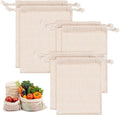 6 Pack Reusable Produce Bags Washable Reusable Bags Cotton Mesh Produce Bag Double-Stitched with Drawstring Vegetable Bag for Refrigerator for Farmer Market Beach Fruit Grocery Shopping （2L、2M、2S）