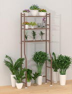 3-Tier Over The Toilet Storage, Freestanding Metal Bathroom Shelves with 4 Hooks, Over Toilet Storage Shelf with Paper Holder, Above The Toilet Shelf for Bathroom Storage, Bronze