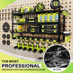 Power Tool Organizer Wall Mount - Storage Rack with 4 Drill Holders for Drills Cordless Tools. Heavy Duty Iron Garage Tool Organizer Storage for Workshop Shed (8 Slots 4 Layers 4)