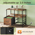 DEVAISE 3 Drawer Mobile File Cabinet, Rolling Printer Stand with Storage Shelf, Fabric Lateral Filing Cabinet fits A4 or Letter Size, Adjustable Shelf for Home Office, Rustic Brown
