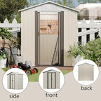 Outdoor Sheds 5FT x 3FT Outdoor Storage, Metal Anti-Corrosion Utility Tool House with Lockable Door & Shutter Vents，Outdoor Waterproof Garden Tool Metal Storage Sheds （White