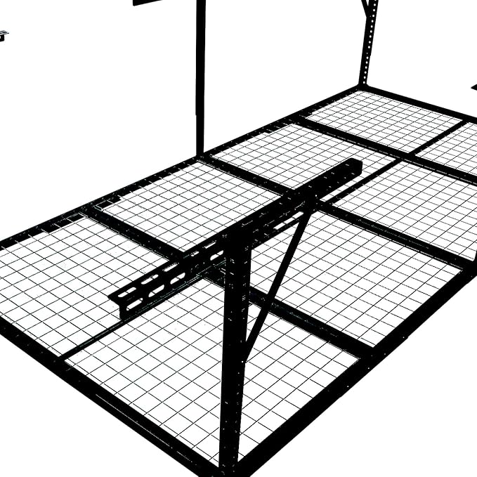 Overhead Garage Storage Rack, Heavy Duty Metal Ceiling Storage System, Adjustable 22"-40" Dropdown, 400/600 LBS Capacity, Maximize Vertical Storage for Garage/Workshop, (Black, 4x8FT)