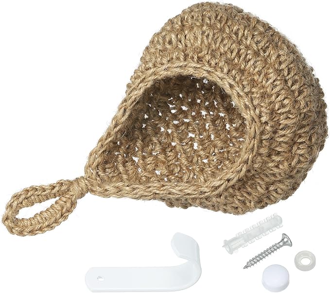 PATIKIL Hanging Fruit Baskets for Kitchen, Medium Size Teardrop Home Decor Storage Hand-Woven Wall Hanging Basket for Garlic Potato Vegetable, Brown