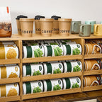 Soup Can Organizer for Pantry, 4 Tier Pantry Can Organizers and Storage, Rolling Bamboo Canned Food Storage for Countertop Kitchen Cabinet