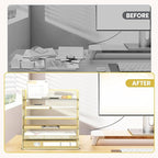Daltack 6 Tier Paper Organizer for Desk, Paper Letter Tray Organizer for Desks, Mesh Desk File Organizers with Handle for Office, Home, School, Gold