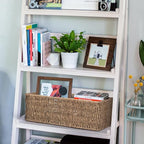 JS HANGER Paper Storage Basket, Metal Frame, Set of 2, 14.9"L x 6.3"W x 4.7"H, Wicker Basket for Pantry, Toilet, Bathroom, Bedroom, Patio Storage Baskets for Shelves