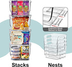 Sorbus Stackable Storage Bins Open Front, Clear Stackable Storage Bins, Pantry Bins for Storage and Organization, Acrylic Stackable Bins for Kitchen, Clear Pantry Organizer Bins (Small Square 4 Pack)