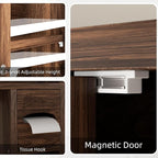 Shintenchi Over the Toilet Storage Cabinet, Bathroom Storage Cabient with Barn Doors, Bathroom Storage Shelf Organizer with Toilet Paper Holder, Adjustable Shelf and Anti-Tip Device, Walnut