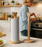 Christmas Wooden Paper Towel Holder Stand - Kitchen Winter Xmas Decoration Paper Hanger Rack Bathroom Towel Roll Stand Simply Standing Countertop Paper Roll Holder, Reindeer Design