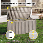 200 Gallon Outdoor Waterproof Resin Storage Deck Box Lockable Outside Bench UV Resistant Bin Patio Porch Furniture Pool Float Garden Tool Cushion Grey