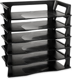 Rubbermaid Regeneration Letter Tray, Six Tier, Plastic, Black (86028)