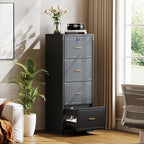 Tribesigns 4-Drawer File Cabinet with Lock, Locked File Cabinet with Key, Tall Wooden Filing Cabinets for Home Office, Vertical Office Storage for Legal Size/Letter/A4/Files, Black (2 Pieces)
