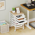 GOFLAME 6-Drawer Rolling Storage Cart, Craft Storage Cart with Wood Tabletop and Lockable Wheels, Art Cart Supply Storage Organizer with Metal Frame for Home Office Classroom, White