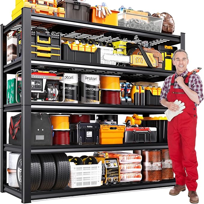 72"Hx59"Wx20"DGarage Shelving-2500 lbs 5 Tier Storage Shelves,Adjustable Heavy Duty Metal Shelving Unit and Storage Large Wire Rack,Utility Steel Shelf for Warehouse Industrial Pantry Basement