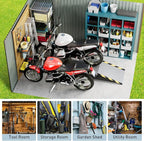 GarveeLife 10x12ft Outdoor Storage Shed, Large Metal Storage Sheds with Sturdy Frame Structure, Metal Garden Tool Shed with Lockable Door for Garden, Lawn, Backyard, Gray