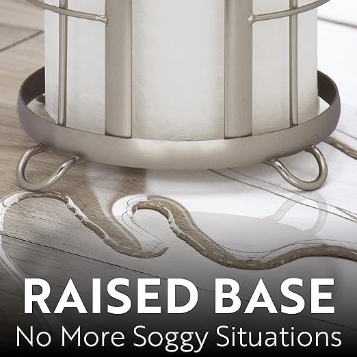 BROOKSTONE Toilet Paper Holder Stand Reserve - Free Standing Toilet Paper Stand with Storage that Holds Mega Rolls, Standing Bathroom Tissue Organizer, Bathroom Decor - Modern Storage Holder, Nickel