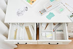 Annova Stackable Mesh Drawer Cabinet and Shelf Organizer Bins Storage Basket School Office Supply Holder Tray- Set of 2 (White, 3x3x2 Inch)