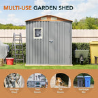 6x4FT Multi-Used Shed & Outdoor Storage,Steel Tool Shed with Frame Floor,Lockable Doors,Window,Vent,Compact Metal Tool Garden Shed for Garden, Backyard, Patio, Lawn and Various Storage(Matte Gray)