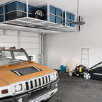 FLEXIMOUNTS 3x8 Overhead Garage Storage Rack, Adjustable Storage Organization System, Heavy Duty Metal Garage Ceiling Storage Racks, 2 pack, White, Classic Series