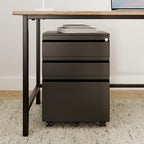 3-Drawer Mobile File Cabinets Rolling ，Vertical Metal Filing Cabinet for Legal & Letter File Anti-tilt Design with Lock Under Desk Office Drawers Fully Assembled (Black)