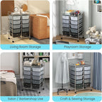 Giantex 10 Drawers Rolling Cart, Classroom Organizers, Storage Cart with Wheels, for Teacher Office Home School Supplies Tool Craft Art Paper, Black Gradient
