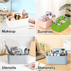 Multiuse Caddy Organizer with Handle - Stackable Plastic Tote Bin - Art Craft Supplies, Office, Desk, Stationery Pen Holder, Kitchen, Utensil, Makeup, Bathroom, Shower, Cleaning, Dorm Organizer -Green