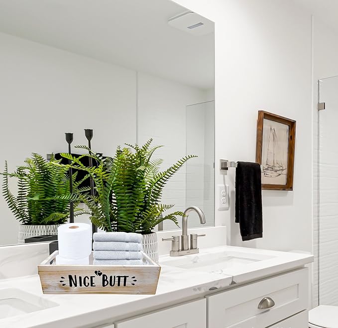 Admired By Nature Distressed Decorative Home Décor Nesting Organizer Wooden Rectangle Gift Wood Crates, Rustic White Storage Container for Bathrooms 'Nice Butt Hello Sweet Cheeks' Phrase