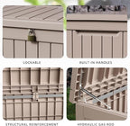 DRATO 280 Gallon Deck Box, Waterproof Resin Large Outdoor Storgae Box for Patio Furniture, Patio Cushions, Gardening Tools, Pool Supplies, Lockable（Gray，280 Gallon）