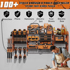 Power Tool Organizer Wall Mount, Expanded Width Garage Storage 3 Layer Heavy Duty Power Tool Storage Rack, 45.5" Battery Tools Holder with Charging Station Shelf