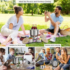 67 oz Adults Stainless Steel Vacuum Insulated Wide Mouth Soup Food Thermo Hot Food Jar with Keep Thermal Portable 3 Tier Stackable Bento Hot Food Containers Lunch Boxes (67 oz Silver)