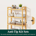 Smiry Over The Toilet Storage Cabinet, 4-Tier Bamboo Bathroom Organizers with Adjustable Shelf & 4 Hooks, Space Saving Shelf Rack for Bathrooms, Laundry Room, Balcony, Natural