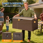 Garvee 100gal Outdoor Storage Box, Lockable Plastic Deck Box with Lid, Waterproof & UV-Resistant Storage Bin for Patio Cushions, Garden Tools & Pool Accessories, Brown