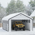 12x20 Metal Carport, Heavy Duty 2-Car Carport Canopy, CarPorts with Removable Polyethylene Sidewalls, Galvanized Steel Roof Car Tent Garage