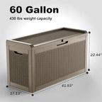 60 GallonOutdoor Storage Box,Resin Deck Boxes Waterproof, IndoorOutdoor Bin for Package Delivery, Patio Cushions, Gardening Tools, Lockable, UV Resistant