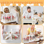 JCD 5.5inches height 8 Pack Clear Cupcake Boxes 6 Count Cupcake Containers with Gift Ribbon, Rectangle Cupcake Holder for Treats, Dessert Boxes, Muffins (6count/8pcs)