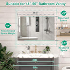 40 x 28 Farmhouse Medicine Cabinet, Tempered Frameless Bathroom Mirror with Storage, Silver Recessed or Surface Mount Aluminum Medicine Cabinet for Bathroom Modern-Large