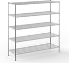 24" Deep x 72" Wide x 74" Height Wire Shelving Kit | 5-Tier | NSF Commercial Storage Rack Unit