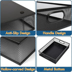 Drawer Organizers, 3 Sets Metal Mesh Desk Drawer Organizer Trays, 2 Desktop Organizers with 2 Pcs Phone Brand Card Holders, Desk Drawer Box Tray for Office, Bathroom, Kitchen, Makeup, Vanity