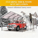 12' x 20' Carport, Heavy Duty Carport with Updated Roof & Enhanced Base, All Weather Steel Car Port, Multi-Use Car Port Garage, Metal Carports for Car, Truck, Boat, Tractors, Party, Grey