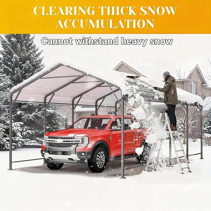 12' x 20' Carport, Heavy Duty Carport with Updated Roof & Enhanced Base, All Weather Steel Car Port, Multi-Use Car Port Garage, Metal Carports for Car, Truck, Boat, Tractors, Party, Grey