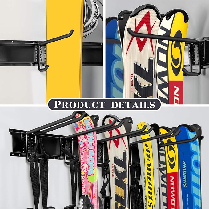 WALMANN Wall Mount Tool Organizer, Mop and Broom Holder, Garage Tools Storage Rack, Heavy Duty Garden Tool Storage Rack, Holds Up to 300 lbs (Pack of 2)