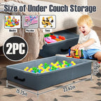 Under Couch Storage, 2 Pack Under Bed Containers, Foldable Under Sofa Storage keeps things out,Under Couch Storage Box for Toys,Blocks,Puzzles, Plush Dolls,Books(23.62 * 15.75 * 3.93in)
