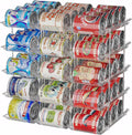 cjc Can Organizer for Pantry - 3 Sets 5 Tiers Pet Cans Organizer, Automatic Scrolling Can Holders for Effortless Pantry Storage-Holds 60 Cans/Clear