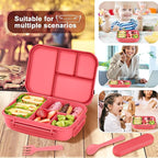 Lunch Box Kids,Bento Box Adult,Leakproof Lunch Containers for Adults/Kids/Toddler,1200ML-4 Compartments bento Lunch box with Utensil,Microwave & Dishwasher & Freezer Safe (Pink Berry)