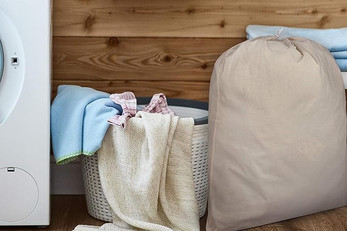 Urban Villa Laundry Bags 4-Pack 28”x36" Extra-Large Cotton Canvas Heavy Duty Washable Durable Travel Laundry Sacks with Drawstring Closure Reusable Hamper Liners for Dirty Clothes Delicates & Lingerie