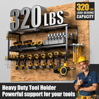 Power Tool Organizer Wall Mount, Heavy Duty Metal Tool Storage Rack Loads 320lbs, 8 Cordless Drill Holder 3 Layer for Garage, Workshop, Tool Room, Gift for Men