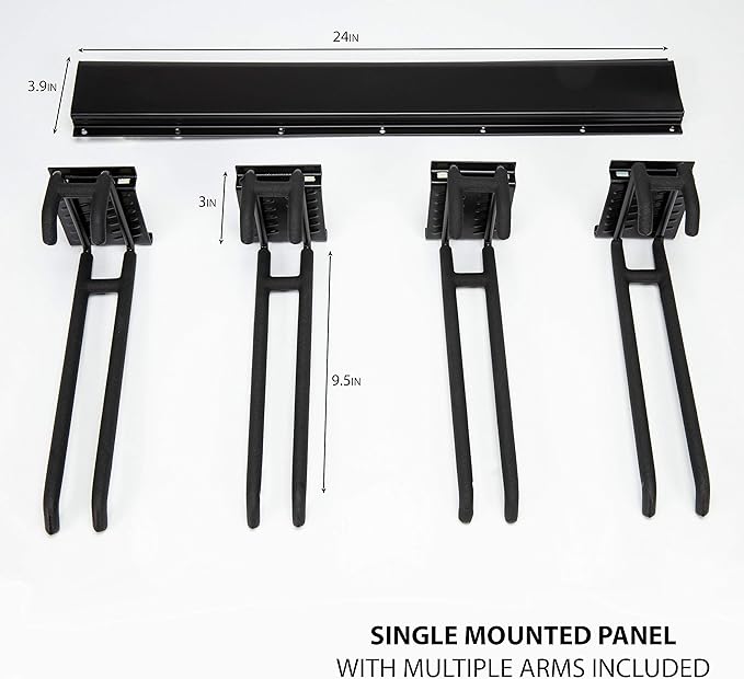RaxGo Ski Wall Rack, Holds 4 Pairs of Skis & Skiing Poles or Snowboard for Home and Garage Storage, Wall Mounted, Heavy Duty and Adjustable Rubber-Coated Hooks