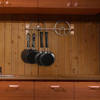 Dseap Kitchen Utensil Holder Hanger, Pot and Pan Rack Wall Mount, Kitchen Rail with 8 Hooks for Hanging Cooking Utensils, Mugs, Spoons, Wall Mounted, Stainless Steel, Antique Copper